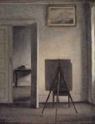 Vilhelm Hammershoi Interior with the Artists Easel France oil painting artist